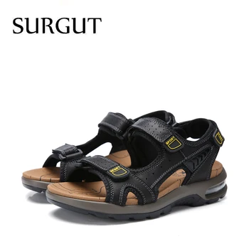SURGUT Mužov Originálne Kožené Sandále Vysokej Kvality Veľkých Mužov Plážové Sandále Módne Vzduchovom Vankúši Sandále Priedušná Obuv Muži