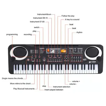 61 Klávesov Digitálny Hudobný Elektronické Klávesu Dosky Elektrické Piano Deti Darček US/EU/USB Konektor Vzdelávacie Hudobný Nástroj