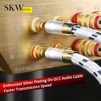 SKW High-End Audio RCA Kábel 1RCA na 1RCA Samec Samec Audio Kábel Pokovovanie Silver Na OCC vhodný Pre CD DVD Prehrávač, Zosilňovač