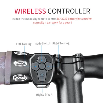Cyklistické Svetlo zadné Svetlo Upozornenie na Bicykel Zadné Svetlo Smart Wireless Remote Turn Signálne Svetlo LED Cyklistické Svietidlo USB Nabíjateľné