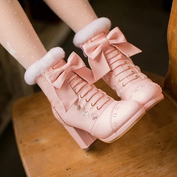2020 jeseň a v zime sladké topánky roztomilý čela nepremokavé platformu Lolita topánky plus velvet sneh topánky.