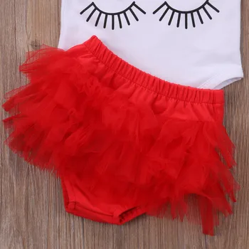 Pudcoco Deti, Dievčatá Oblečenie s Dlhým Rukávom T-shirt Tees a Viazané Šortky Červená Mamas Mini Baby girl Šaty
