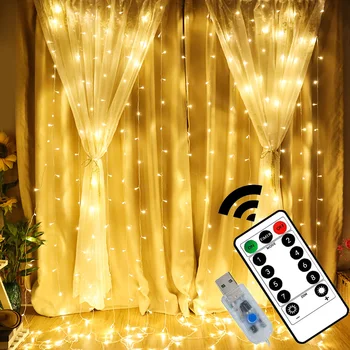 3M LED Záves Svetlá USB Okno Opony Vodopád Víla Svetlo pre Domáce Izba Spálňa Vianočný Večierok Nový Rok Dekorácie Vonkajšie