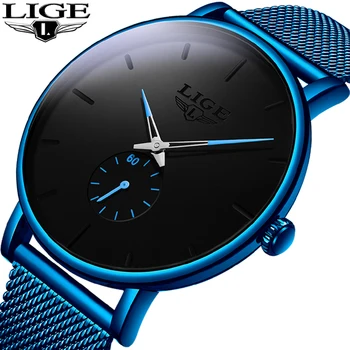 LIGE 2019 Relogio Masculino Módne Pánske Hodinky Top Značky Luxusné Ultra-tenké Quartz Hodinky Pánske Hodinky Modrá hodiny reloj hombre