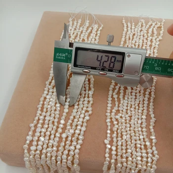 Jeden prameň 37 cm ,3-4 mm MINI barokový SLADKOVODNÉ PERLOU v oblasti činnosti , PRÍRODY sladkovodné perly materiál -AA kvality