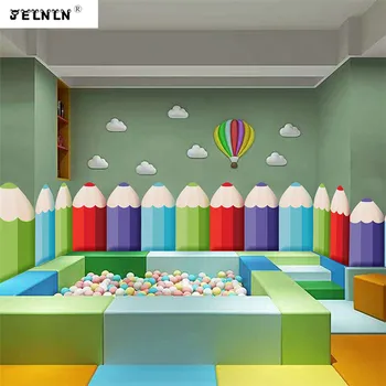 Farebná ceruzka vzor detská izba stenu crash soft pack, stena nálepky kreslené ceruzkou postieľky detská posteľ tatami penové nálepky na stenu pre deti