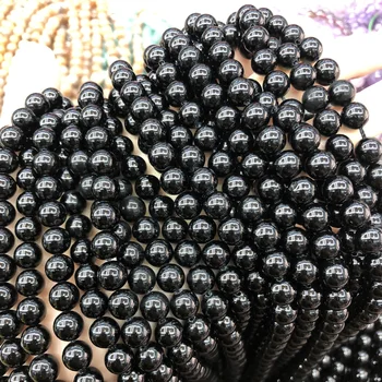 Prírodný Kameň Čierny Tourmalined Korálky Kolo Voľné Dištančné Korálky pre Šperky, Takže DIY Náhrdelník Náramok Príslušenstvo
