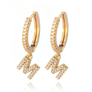 1 Pár Módnych Roztomilý Počiatočné A-z Listu Náušnice Mirco Crystal Zlato Pre Ženy Abeceda Malá Bránka Earings Módne Šperky