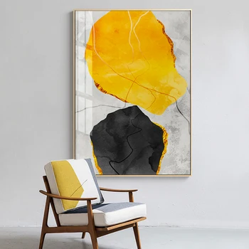 Abstrakt žltý čierny blok olejomaľba módne tlač plagátov steny v obývacej izbe umenie domáce dekorácie