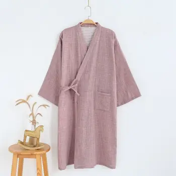 Nový Japonský Jar Leto Župan Yukata pánske Bavlnené Gázy Tenká Parná Oblečenie Kimono Pyžamo Dlhý Sveter Župan Nosenie vo Voľnom čase