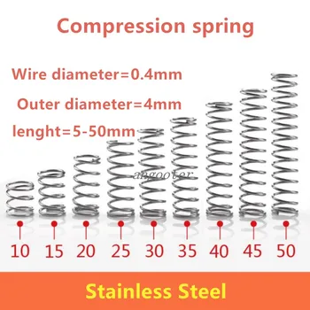 50pcs/veľa 0.4*4*5-50 malé cievky kompresie jar,nehrdzavejúcej ocele jar,Malé bodové micro kompresie jar pre 3D Pringter