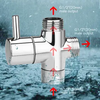 Mosadz Prepínací Ventil 3 spôsob Vody Oddeľovač Sprcha Tee Adaptér Nastaviteľné Sprcha Hlavu Prepínací Ventil Kúpeľňových Doplnkov