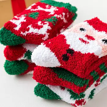 Nový Príchod 6 Párov Pribrala Teplé Vianoce Ponožky Ženy Zimná Fleece Ponožky pre Domáce Spí Denne