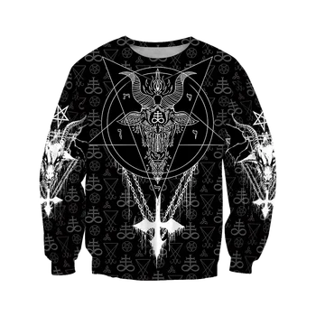 Značka Móda Jeseň Hoodies Satanic Tetovanie Symboly 3D celého Vytlačené Mens Mikina Unisex Zip Pulóver Bežné Bunda DW0200