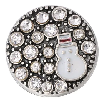 10pcs/veľa 2019 Vianočné Snap Šperky Drahokamu Vianočné Snehuliak 18 mm Modul Tlačidlo Šperky Nosenie Snap Náramok