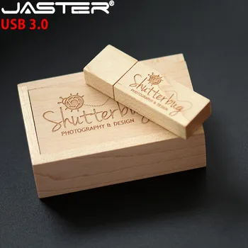 JASTER USB 3.0 Prispôsobené LOGO Drevené, bambusové usb box usb flash Memory stick pero jednotky kl ' úč 8 GB 16 GB 32 GB, 64 GB