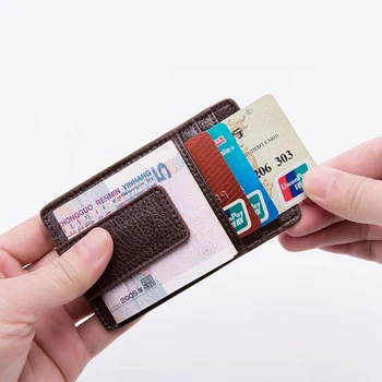 2020 Nový Vintage Litchi PU Kožené Muži Ženy Mini Peňaženky Magnetickou Sponou Multifunkčné ID Fotografiu držiteľa Karty Mince Vrecku Peňaženky
