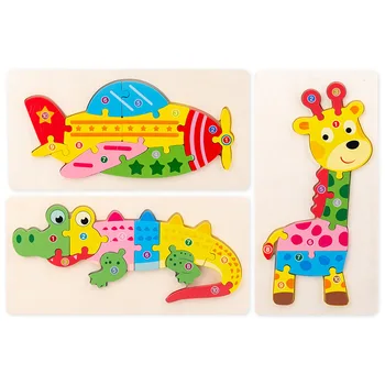 Veľká Veľkosť Cartoon Zvierat 3D Drevené Puzzle, Skladačka Pre Deti Montessori Zostaviť Raného Vzdelávania Puzzle Hra Hračka Baby Darček