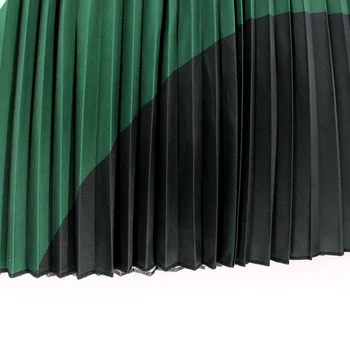 Srping Lete Ženy Sukne Cartoon Tlač Midi Skladaná Sukňa Kvetinový Vysoká Pružnosť Jupe Femme Zelená Sukne Plus Veľkosť
