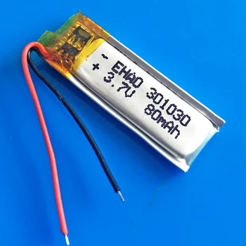 301030 3,7 V 80mAh lítium-polymérová Lipo nabíjateľná batéria pre MP3, MP4, GPS bluetooth headset video pero fotoaparát 3x10x30mm