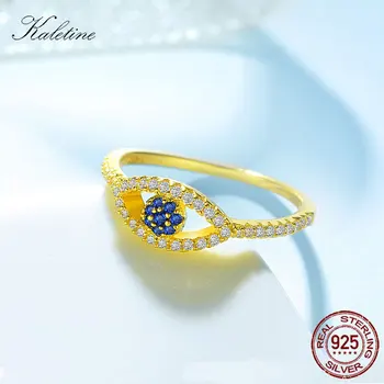 KALETINE 925 Sterling Silver Zlým Okom Prstene pre Ženy Šťastie Oko Modrý Kameň Krúžok Zlato JewelryTurkey Svadobný Dar KLTR111