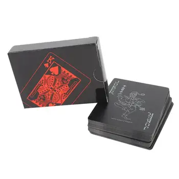 Kreatívne Luxusné Čierne Plastové Poker Nepremokavé PVC Cool Čierna Červená/Modrá Fólia Hracie Karty Štandardnej Veľkosti 52+2 Pokeru e