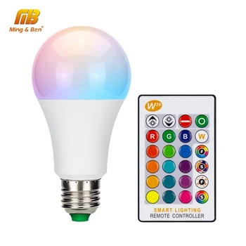 LED RGB Žiarovka Lampa 5W 10W 15W E27 AC85-265V LED Lampada 16 Farebné Vymeniteľné RGB LED Žiarovka S Pamäťou Funkcia + IR Diaľkové Ovládanie