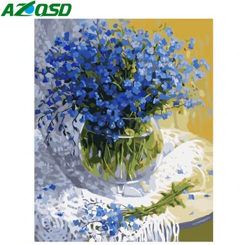 AZQSD Kvet DIY Maľovanie Podľa Čísel, Akrylová Farba Čísla HandPainted Gypsophila olejomaľba Na Plátne Pre Domova A516