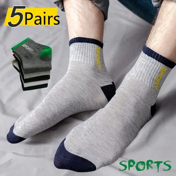 5 Párov/Set Ponožky Mužov Nastaviť Športové Priedušná Mužov Ponožky Bavlna