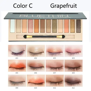 12 farieb, Matný Nahé Profesionálny make-up Eyeshadow Palety Nake Údená Lesk tvoria Leskom Očné tiene Maquillage Kozmetika