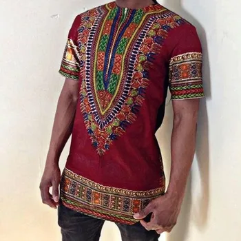 Africké Oblečenie Dashiki Oblečenie Podpora Obmedzená Polyester pánske Krátke Rukáv T-shirt Tlač ľudovom Štýle Mužov Oblečenie