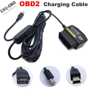 OBDII Nabíjací Kábel Micro USB a Mini USB, USB alebo Žena Napájací Adaptér 16Pin OBD2 Konektor Priamy Nabíjací Kábel s vypínačom