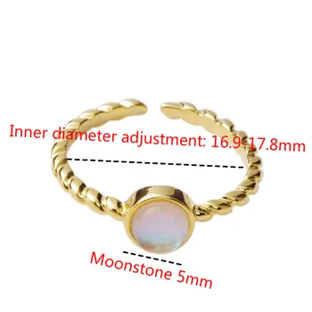 Flyleaf Zlato Twist Moonstone Otvoriť Prstene Pre Ženy Vysokej Kvality Lady 925 Sterling Silver Módne Šperky Bague