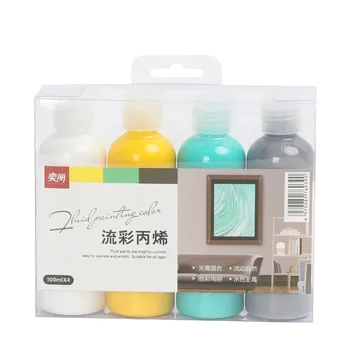 4 color/súbor tekutina farby tvorivé kvapaliny maľovanie DIY ručne maľované kresby akryl kvapalina farba
