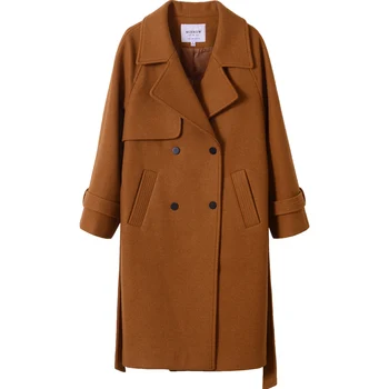 Mishow 2019 jeseň a v zime vlnené kabát ženskej Polovici Dlho Nový kórejský temperament žien populárne vlnené kabát MX17D9636