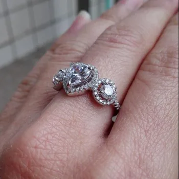 Srdce 925 Sterling Silver Prstene pre Ženy, Luxusné Diamantové Zásnubné Prstene prst Šperky pečiatka 10KT