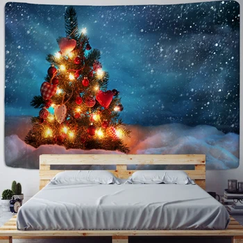 Vianočné Gobelín Akvarel Vianočný Stromček Tlač Posteli Závesné Látkové Spálňa Pozadí Látkové Dekorácie Handričkou