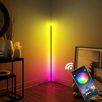 Moderné Aplikácie Remote RGB LED Rohu Poschodí Lampa Spálne Dekorácie Atmosféru Lampa Obývacia Izba Farebné Club Stojí Osvetlenie