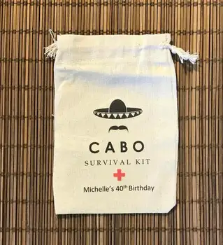 Cabo san lucas v mexiku narodeniny, svadba prospech tašky bridesmaid, Bachelorette Kocovina obnovy Survival Kit strany Candy tašky