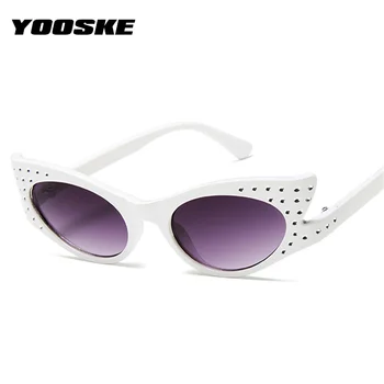 YOOSKE Trendy Cat Eye slnečné Okuliare Ženy Luruxy Dizajn Značky Drahokamu Slnečné Okuliare Módne Tvarované Slnečné okuliare, Ženské Okuliare UV400