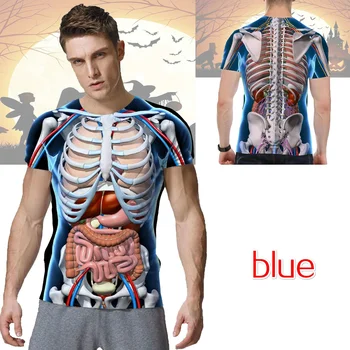 2020 Nové Módne Mens T-Shirt Čierna Zábavné Halloween Horror Ľudskej Anatómie 3D Tlačené O-krku-Krátke Rukávy Topy Nadrozmerná XS-5XL