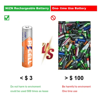 4PCS 1,6 V NI-ZN AAA batérie +4pcs AA nabíjateľné batérie balené so NIZN Batérie, nabíjačky pre batérie typu AA/AAA NI*-ZN batérie PKCELL