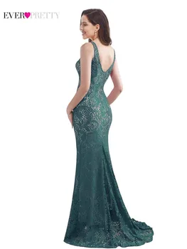 Vintage Čipky Smaragdovo Zelená Bridesmaid, Šaty Ever Pretty Farsali Appliques Sexy Vysoká Rozdeliť Morská Víla Šaty Svadobné Hostí 2020