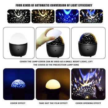 LED Snový Rotujúce Nočné Svetlo Projektora, Hviezdna Obloha, Mesiac, Hviezdy Projekčnej Lampy Deti Miestnosti Zariadené Svetlá Vianočný darček
