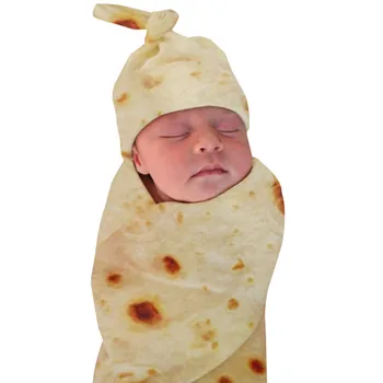 Burrito Detská Deka Múky Tortilla Swaddle Prikrývka, Spací Swaddle Zábal Klobúk Burritos štýl nové narodený prikrývky