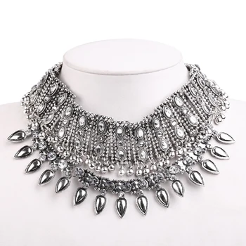 Európsky Štýl Prehnané Dizajn Ženy Vintage Crystal Chokers Náhrdelník Šperky Golier Náhrdelník Prívesok Reťazca