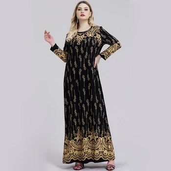 Plus Veľkosť Moslimských Maxi Šaty Ženy Dlhé Rukávy Islamskej Marocký Kaftan Turecko Arabských Skromné Voľné Mulsuman Príčinné Vestidos 6XL