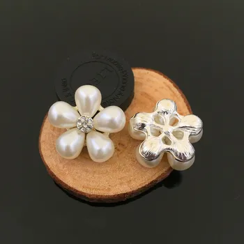 (BT298 24mm)20pcs iskrenie slonoviny pearl jasné, kvet drahokamu flatback tlačidlá pre svadobné plavidlá