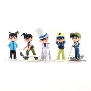 5 ks/set Anime Detective Conan Obrázok Hračky Edogawa Konan Kudou Shinichi Richard Moore Q Ver. Mini Model Bábiky Darček pre Deti