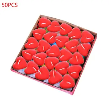 50Pcs/box Láska Srdce Tealight Sviečky Bezdymového Sviečka Valentine Návrh Darček
